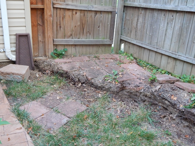 With the railroad ties removed, I could create an entry that did not require visitors to take a very large step down into the yard.